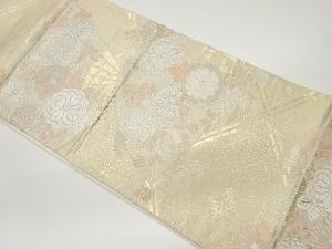 扇子に花々・子持ち亀甲模様織出し袋帯